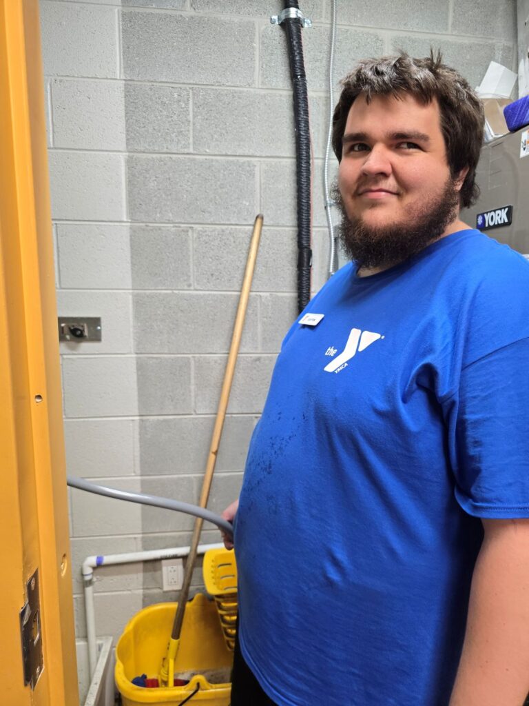 Clayton cleaning at the YMCA